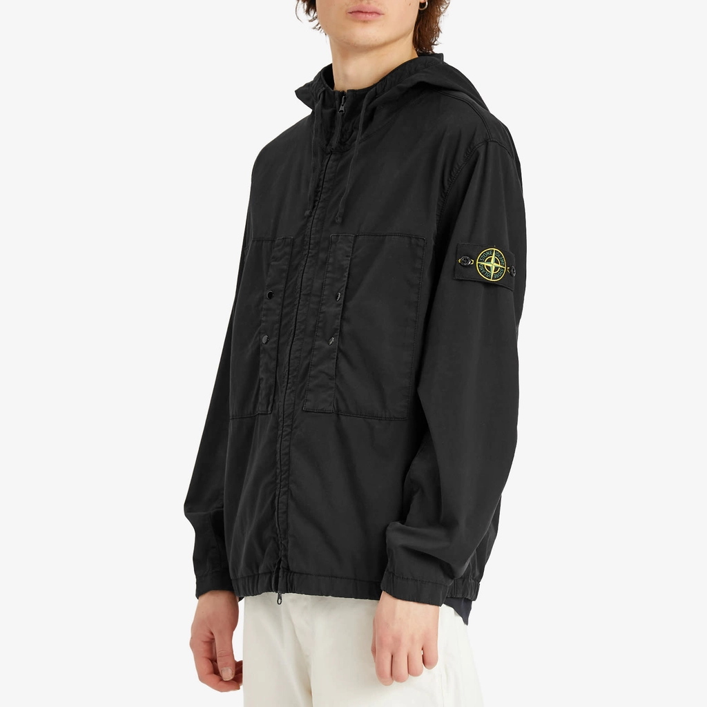 Stone Island Men's Supima Cotton Twill Stretch-TC Hooded Jacket Black